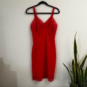 Vintage 70’s Roger’s red lace chemise slip dress small medium
